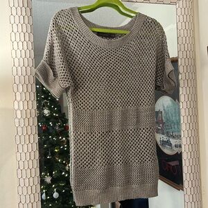 The Limited Open Knit Pullover Sweater Women's XS Taupe Short Sleeve